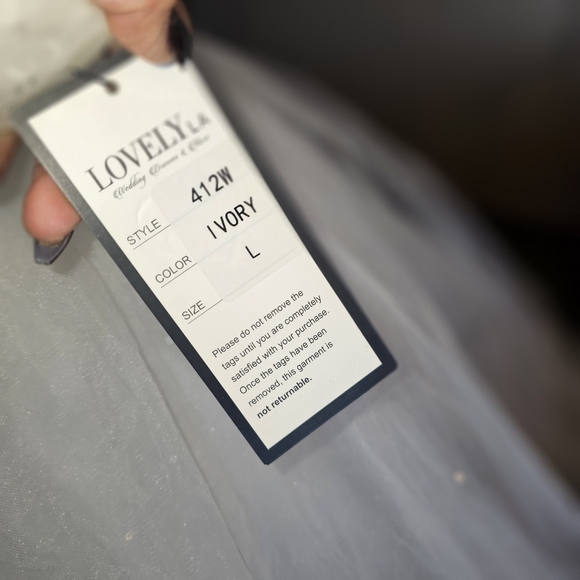 Lovely wedding train dress L 412W organza ivory lace-up back court train sequins - Picture 10 of 12